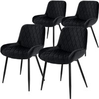 4er Set Esszimmerstühle Esszimmerstuhl mit Rücken- und Armlehnen, Schwarz, Samt Sitzfläche, Metallbeine, Küchenstühle Küchenstuhl Wohnzimmerstühle von ML-DESIGN
