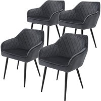 Ml-design - 4er Set Esszimmerstühle mit Armlehne und Rückenlehne, Anthrazit, Küchenstuhl mit Samtbezug, Polsterstuhl mit Metallbeinen, Ergonomischer von ML-DESIGN