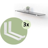 6 Stück Regalträger L-Form, 25x4x14 cm, Weiß, aus Metall - Ml-design von ML-DESIGN