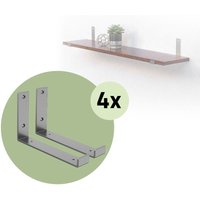 8 Stück Regalträger L-Form, 25x4x14 cm, Grau, aus Metall - Ml-design von ML-DESIGN