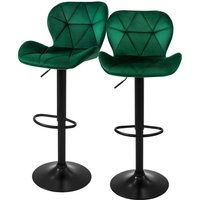 Ml-design - Barhocker 2er Set, Bezug aus Samt, Grün, Gepolsterter Barstuhl mit Rückenlehne und Fußstütze, Tresenhocker höhenverstellbar 59-79 cm, von ML-DESIGN