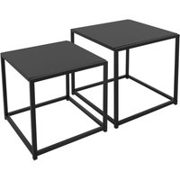 Beistelltisch 2er Set 35x35x35cm/40x40x40cm quadratisch Schwarz matt, Metallgestell, Industriedesign, Couchtisch-Set Satztische 2 Größen, 2 tlg von ML-DESIGN