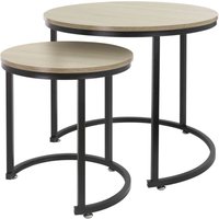 Ml-design - Beistelltisch 2er Set rund Ø40x44cm/Ø60x52cm, Sonoma-Eiche MDF-Platte, Schwarze Metallrahmen, Couchtisch-Set, Satztische in 2 Größen, 2 Ml-design - Beistelltisch 2er Set rund Ø40x44cm/Ø60x52cm, Sonoma-Eiche MDF-Platte, Schwarze Metallrahmen, Couchtisch-Set, Satztische in 2 Größen, 2 von ML-DESIGN