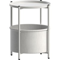 Ml-design - Beistelltisch rund Ø45,5 x h 52,5 cm, Weiß, aus Metall, Couchtisch mit Stoffkorb & abnehmbarer Tablett, Sofatisch mit Stauraum, Modernes Ml-design - Beistelltisch rund Ø45,5 x h 52,5 cm, Weiß, aus Metall, Couchtisch mit Stoffkorb & abnehmbarer Tablett, Sofatisch mit Stauraum, Modernes von ML-DESIGN