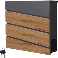 Ml-design - Briefkasten Anthrazit/Holzoptik Eiche, aus Stahl, Postkasten mit Zeitungsfach, Abschließbar, 2 Schlüssel, 37x37x11 cm, Moderner Ml-design - Briefkasten Anthrazit/Holzoptik Eiche, aus Stahl, Postkasten mit Zeitungsfach, Abschließbar, 2 Schlüssel, 37x37x11 cm, Moderner von ML-DESIGN