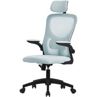 Ml-design - Bürostuhl ergonomisch, Blau aus Mesh, Schreibtischstuhl mit Verstellbarer Kopfstütze, Armlehnen, Lendenwirbelstütze, Wippfunktion, von ML-DESIGN