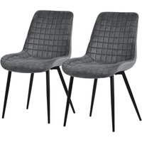 Esszimmerstühle 2er Set, Anthrazit, Sitzfläche aus Samt mit schwarzen Metallbeinen, Küchenstühle mit Rückenlehne, Wohnzimmerstühle, Polsterstühle für von ML-DESIGN