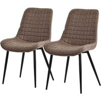 Esszimmerstühle 2er Set, Braun, Sitzfläche aus Kunstleder mit schwarzen Metallbeinen, Küchenstühle mit Rückenlehne, Wohnzimmerstühle, Polsterstühle von ML-DESIGN