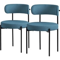 Esszimmerstühle 2er Set, Küchenstuhl aus Teddystoff Blau, Wohnzimmerstuhl mit Rückenlehne, Polsterstühle mit schwarzen Metallbeinen, Loungesessel Esszimmerstühle 2er Set, Küchenstuhl aus Teddystoff Blau, Wohnzimmerstuhl mit Rückenlehne, Polsterstühle mit schwarzen Metallbeinen, Loungesessel von ML-DESIGN