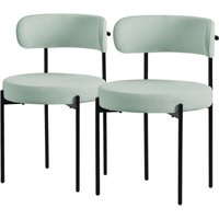 Esszimmerstühle 2er Set, Küchenstuhl aus Teddystoff Grün, Wohnzimmerstuhl mit Rückenlehne, Polsterstühle mit schwarzen Metallbeinen, Loungesessel Esszimmerstühle 2er Set, Küchenstuhl aus Teddystoff Grün, Wohnzimmerstuhl mit Rückenlehne, Polsterstühle mit schwarzen Metallbeinen, Loungesessel von ML-DESIGN