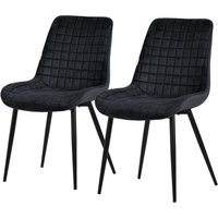 Esszimmerstühle 2er Set, Schwarz, Sitzfläche aus Samt mit schwarzen Metallbeinen, Küchenstühle mit Rückenlehne, Wohnzimmerstühle, Polsterstühle für von ML-DESIGN