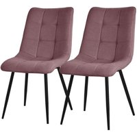 Esszimmerstühle 2er Set Altrosa, Wohnzimmerstühle mit Stoffbezug & schwarzen Metallbeinen, Küchenstühle mit Rückenlehne, Polsterstühle für Esszimmer von ML-DESIGN