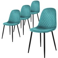Esszimmerstühle 4er Set, Petrol, Küchenstuhl mit Samtbezug, Wohnzimmerstuhl mit Rückenlehne, Polsterstuhl mit Metallbeinen, Ergonomischer Stuhl für Esszimmerstühle 4er Set, Petrol, Küchenstuhl mit Samtbezug, Wohnzimmerstuhl mit Rückenlehne, Polsterstuhl mit Metallbeinen, Ergonomischer Stuhl für von ML-DESIGN