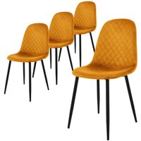 Ml-design - Esszimmerstühle 4er Set, Senfgelb, Küchenstuhl mit Samtbezug, Wohnzimmerstuhl mit Rückenlehne, Polsterstuhl mit Metallbeinen, von ML-DESIGN