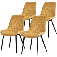 Esszimmerstühle 4er Set, Senfgelb, Sitzfläche aus Samt mit schwarzen Metallbeinen, Küchenstühle mit Rückenlehne, Wohnzimmerstühle, Polsterstühle für von ML-DESIGN