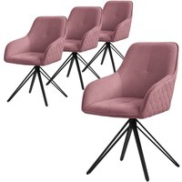 Ml-design - Esszimmerstühle drehbar 4er Set Textil Webstoff Altrosa, Wohnzimmerstuhl mit Armlehne/Rückenlehne, 360° Drehstuhl, Polsterstuhl mit von ML-DESIGN