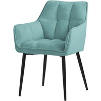 Esszimmerstühle aus Frotteestoff, Petrol, Küchenstuhl mit dickem gepolsterter Sitz & Metallbeinen, Wohnzimmerstuhl mit Rücken- und Armlehnen, von ML-DESIGN