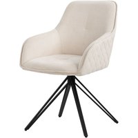 Ml-design - Esszimmerstuhl drehbar aus Textil Webstoff, Creme, Wohnzimmerstuhl mit Armlehne & Rückenlehne, 360° Drehstuhl, Polsterstuhl mit von ML-DESIGN