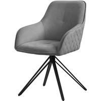Ml-design - Esszimmerstuhl drehbar aus Textil Webstoff, Grau, Wohnzimmerstuhl mit Armlehne & Rückenlehne, 360° Drehstuhl, Polsterstuhl mit von ML-DESIGN