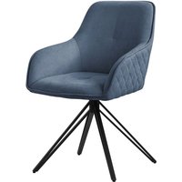 Ml-design - Esszimmerstuhl drehbar aus Textil Webstoff, Blau, Wohnzimmerstuhl mit Armlehne & Rückenlehne, 360° Drehstuhl, Polsterstuhl mit von ML-DESIGN