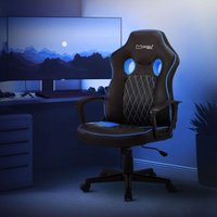 Gaming Stuhl mit Wippfunktion, Schwarz/Blau, aus Kunstleder, ergonomisch - Ml-design von ML-DESIGN