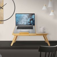 Laptoptisch für Bett/Sofa, Braun, aus Bambusolz, höhenverstellbar& klappbare, 4 Neigungswinkel, für Lesen & Frühstück, Laptopständer mit von ML-DESIGN