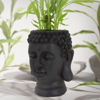 Ml-design - Pflanztopf Buddha Kopf, 19x20x34 cm, Anthrazit, aus Harz, Innen- und Außenstatue, massiv, Groß Büste Skulptur, Pflanzgefäß Blumentopf von ML-DESIGN