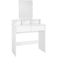 Ml-design - Schminktisch mit LED-Beleuchtung, Frisiertisch mit Spiegel und 2 Schubladen, 80 x 40 x 140 cm, Weiß, modern, Kosmetiktisch mit 3 offenen von ML-DESIGN