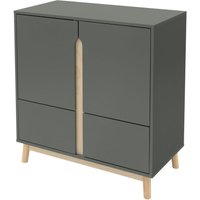 Sideboard 80x40x86 cm, Grün-Natur, Kommode mit 4 Türen und Kiefernholzfüßen, Küchenschrank mit 4 Fächer, Highboard Anrichte Standschrank Buffet, von ML-DESIGN