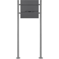 Ml-design - ecd Germany Standbriefkasten mit Zeitungsfach, Design Briefkasten mit Pfosten, Briefkastenanlage, Briefkastenständer Silber Höhe 120cm, von ML-DESIGN