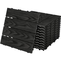 Ecd Germany wpc Terrassenfliesen 30x30 cm/11 Stück=1m² Anthrazit, Holzoptik, Bodenbelag mit Klicksystem und Drainage, Terrassendielen Balkonfliesen von ML-DESIGN