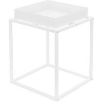 Ml-design - Pflanzenständer Weiß aus Metall, 35x35x46 cm, quadratisch, stapelbar, Ablagefläche mit hohem Rand, Blumenständer mit abnehmbarem Tablett, von ML-DESIGN