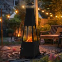 Pyramiden Gartenkamin mit Schornstein aus Metall in Schwarz 100 cm hoch, Wetterfester Outdoor Terrassenofen/Terrassenkamin als Feuerschale oder von ML-DESIGN