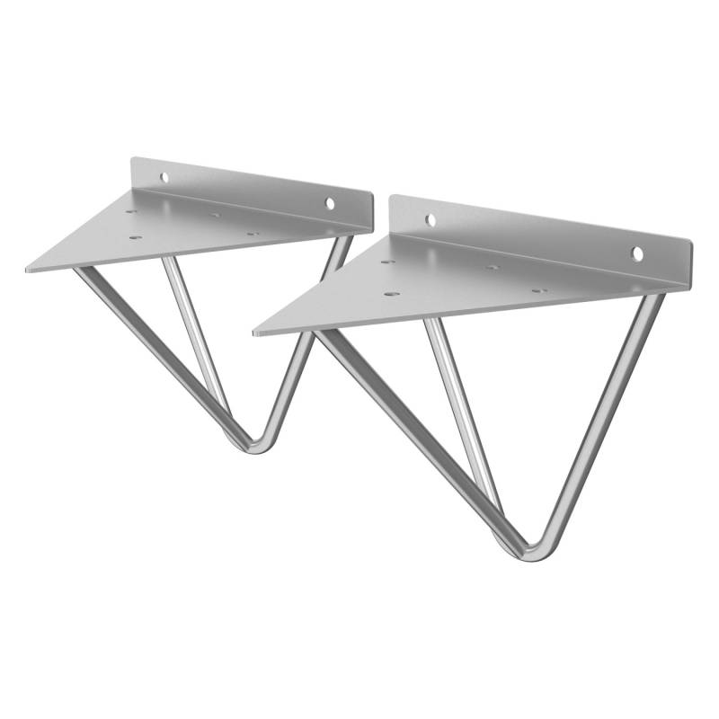 ML-Design 2 Stück Regalhalterung 160 mm Grau aus Metall Dreieckige Regalwinkel von ML-Design