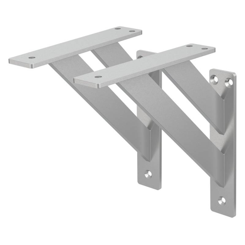 ML-Design 2 Stück Regalhalterung 18x18cm Silber Aluminium Schwebende Regalwinkel von ML-Design