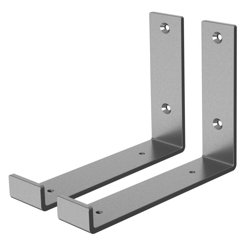 ML-Design 2 Stück Regalhalterung 20x4x14 cm Grau aus Metall 8 Zoll L-Form von ML-Design