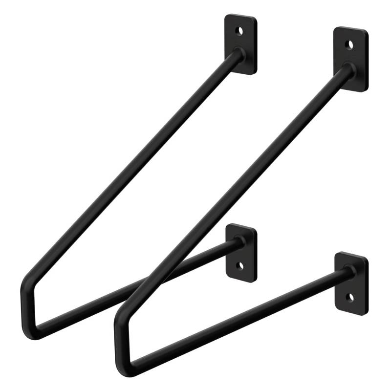 ML-Design 2 Stück Regalhalterung 220 mm Schwarz aus Stahl Haarnadel Regalwinkel von ML-Design