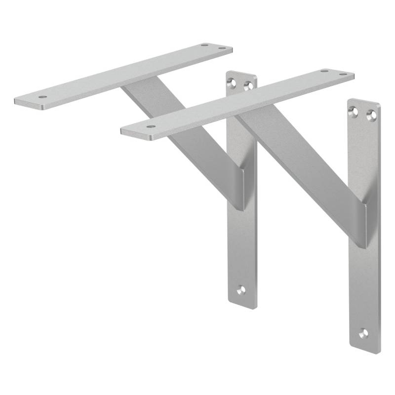 ML-Design 2 Stück Regalhalterung 240x240 mm Silber Aluminium Regalwinkel von ML-Design