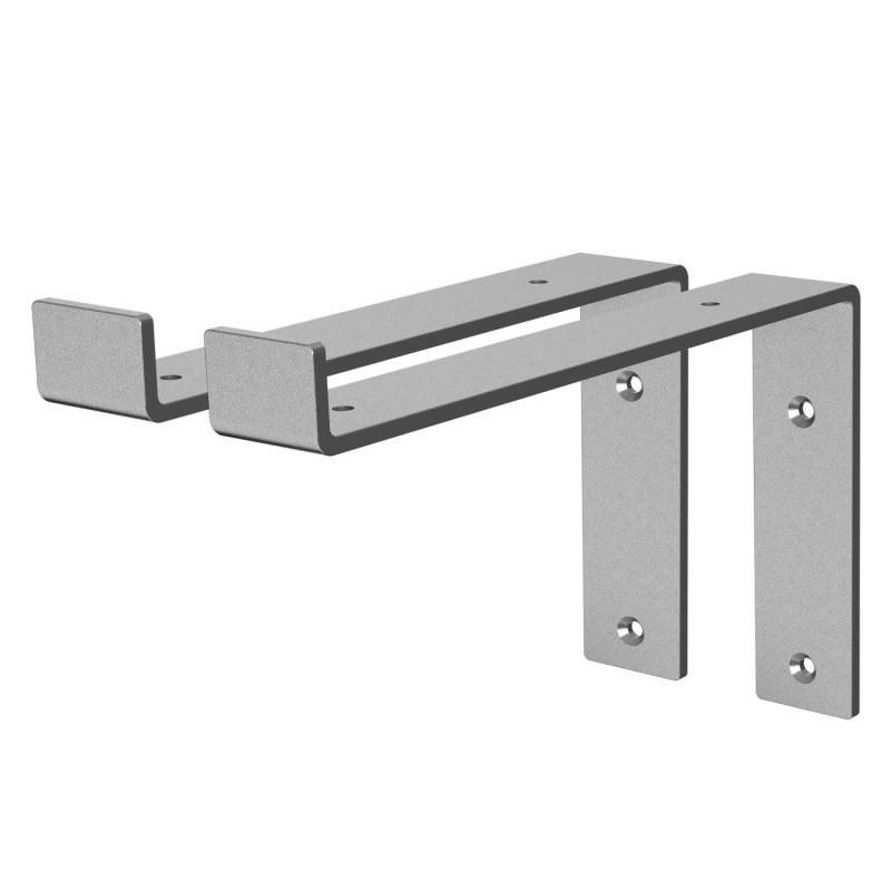 ML-Design 2 Stück Regalhalterung 25x4x14,5 cm Grau aus Metall 10 Zoll L-Form von ML-Design