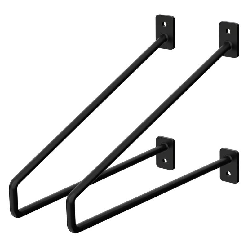 ML-Design 2 Stück Regalhalterung 265 mm Schwarz aus Stahl Haarnadel Regalwinkel von ML-Design