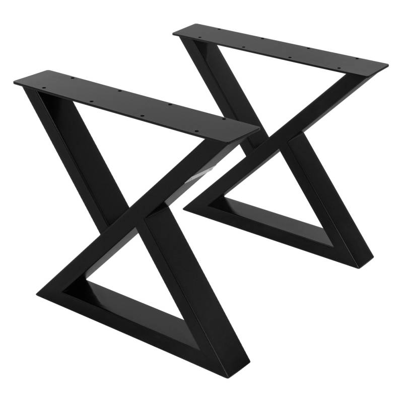 ML-Design 2 Stück Tischbeine 43 x H40 cm Tischkufen X-Form aus Stahl Schwarz von ML-Design