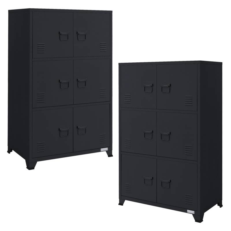 ML-Design 2Er Set Aktenschrank 75x40x120cm Anthrazit Stahl Freistehend von ML-Design