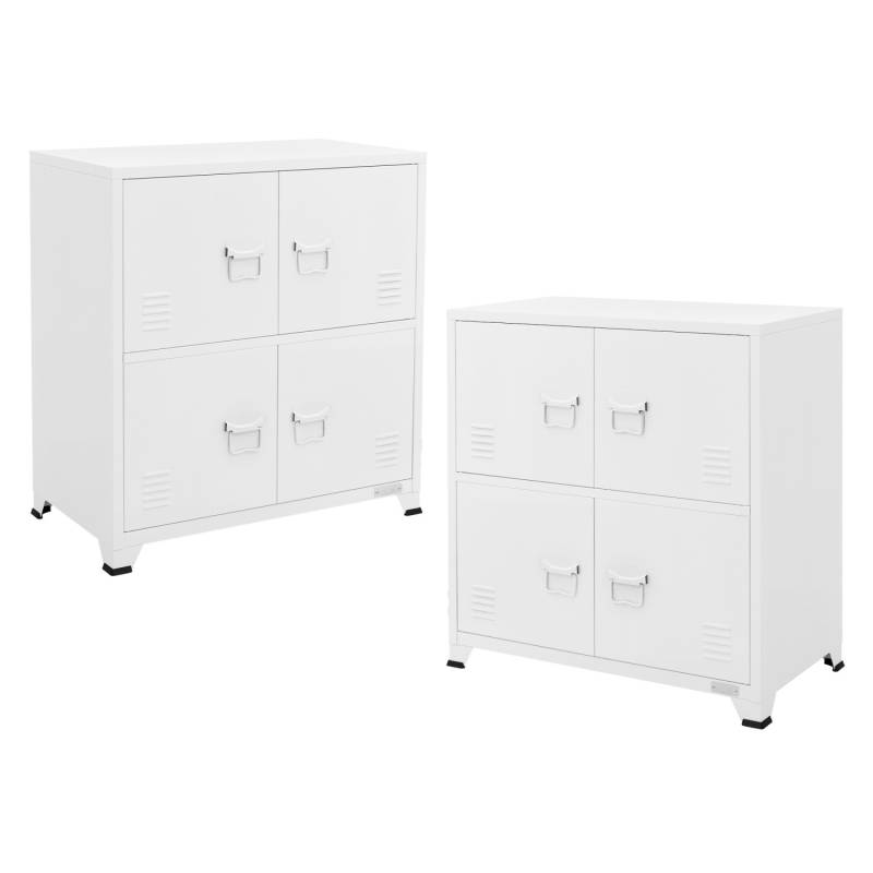 ML-Design 2Er Set Aktenschrank 75x40x80,5 cm Weiß Stahl Freistehend von ML-Design