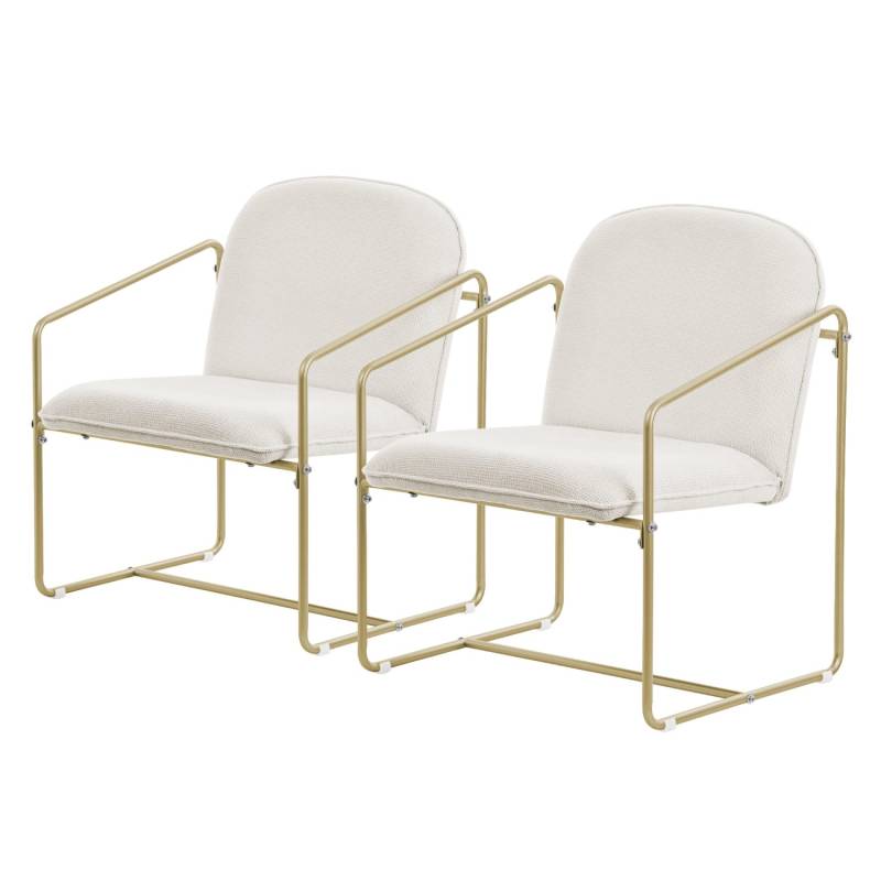 ML-Design 2Er Set Beige Relaxsessel mit Weichem Bezug Golden Gestell von ML-Design
