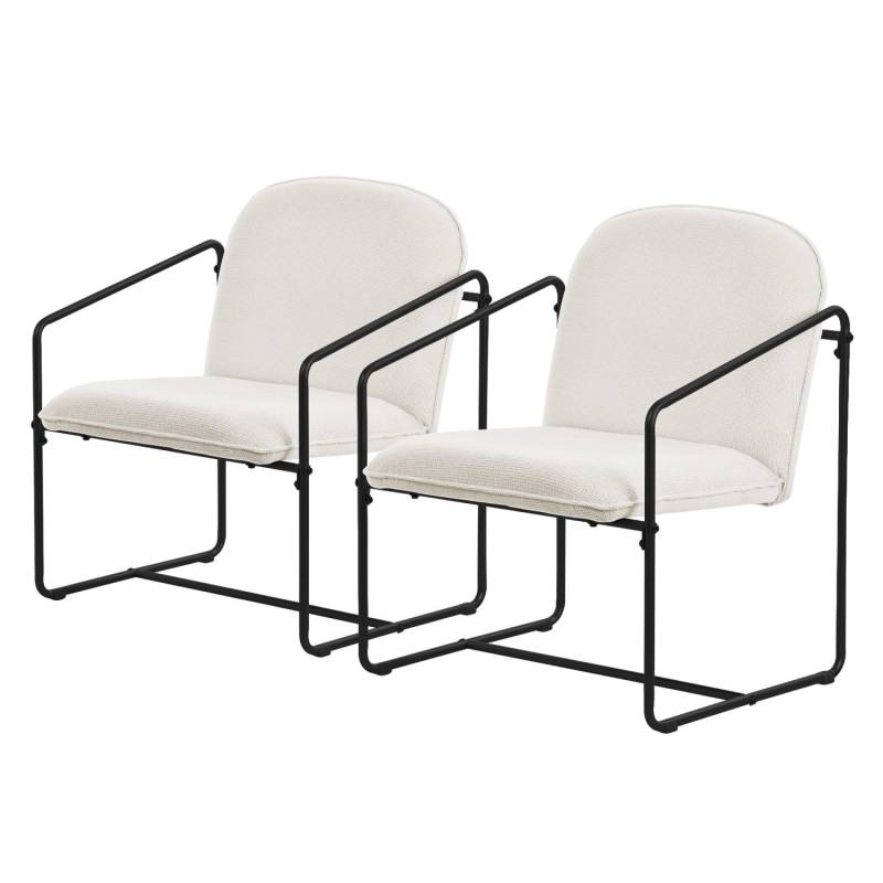 ML-Design 2Er Set Beige Relaxsessel mit Weichem Bezug Schwarz gestell von ML-Design