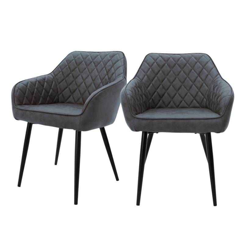 ML-Design 2Er Set Esszimmerstühle Anthrazit Küchenstuhl mit Kunslederbezug von ML-Design