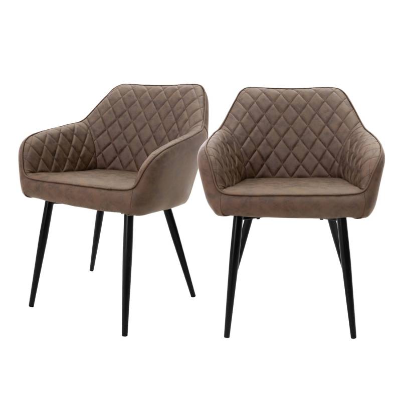 ML-Design 2Er Set Esszimmerstühle Braun Küchenstuhl mit Kunslederbezug von ML-Design