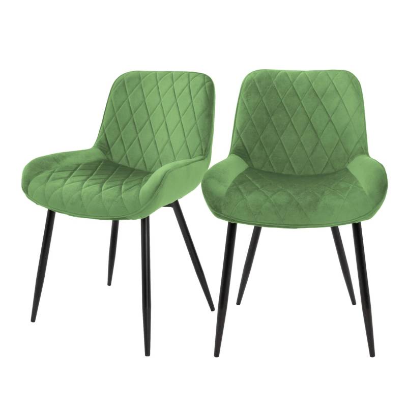 ML-Design 2Er Set Esszimmerstühle Salbei Sitzfläche aus Samt Metallbeine von ML-Design