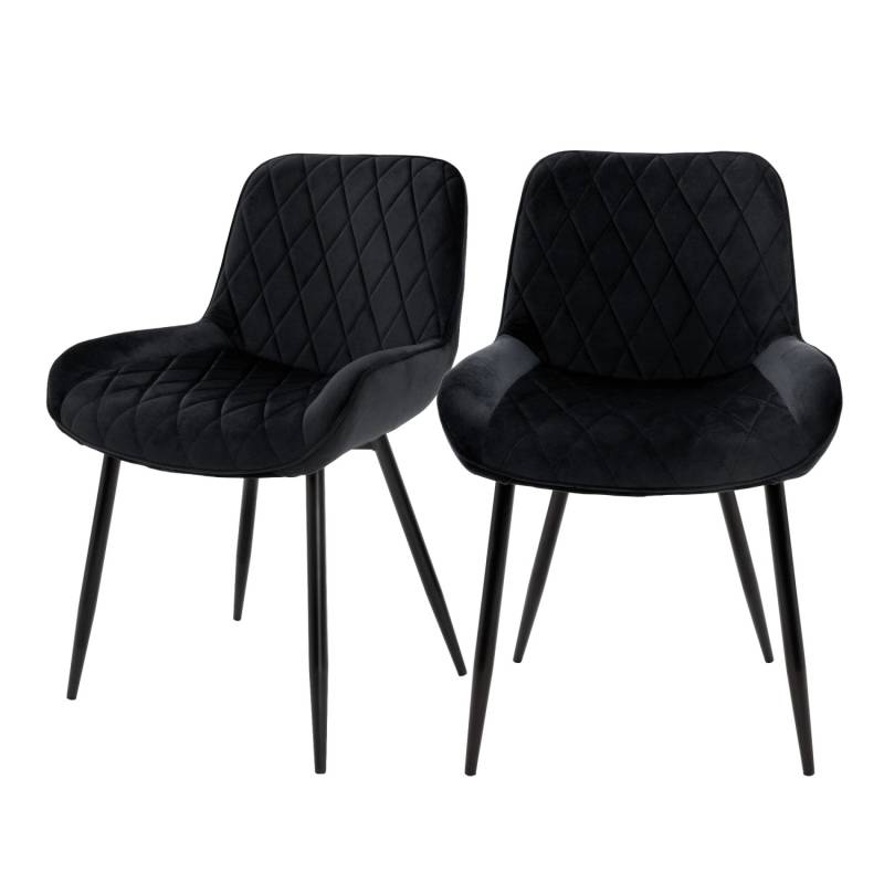 ML-Design 2Er Set Esszimmerstühle mit Rücken und Armlehnen Schwarz Samt von ML-Design