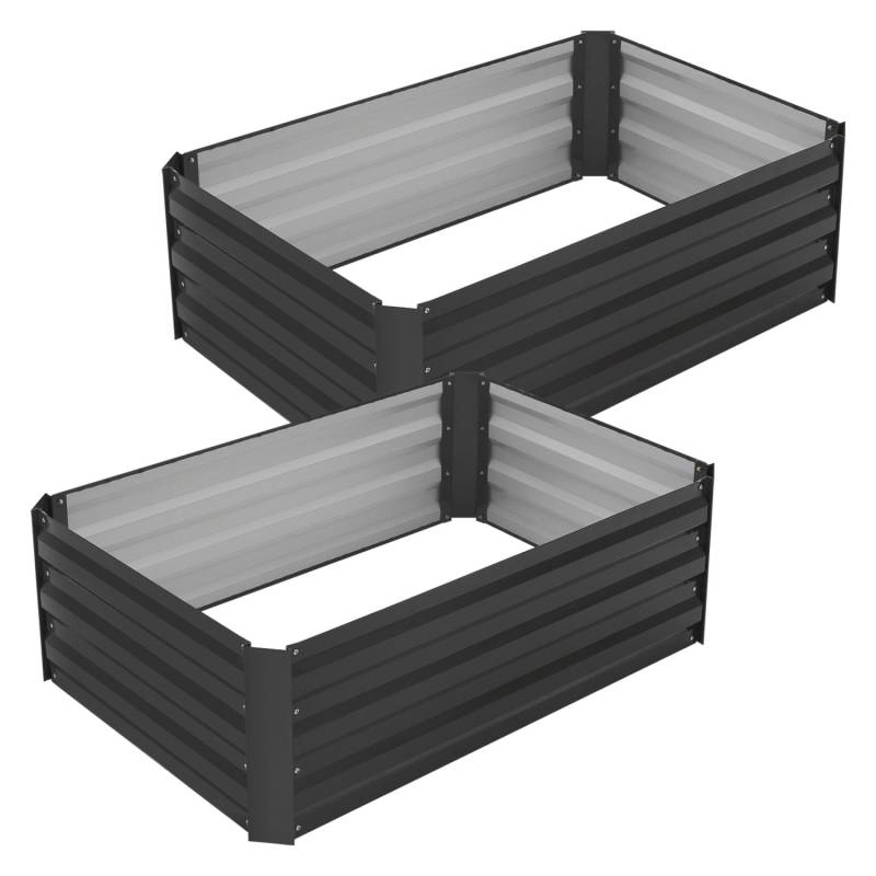 ML-Design 2Er Set Hochbeet aus Metall für Garten 90x60x30 cm 150 Liter Anthrazit von ML-Design